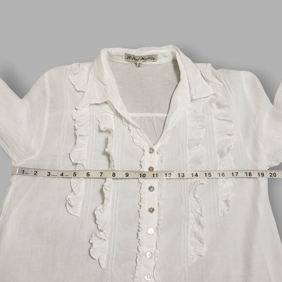 JP and Mattie Cascade Ruffle Shirt Blouse White Sz Small Cottage Regency Romance - Picture 10 of 14